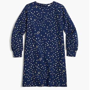 J crew crewcuts knit puff sleeve dress navy blue metallic gold stars XXS (2-3)